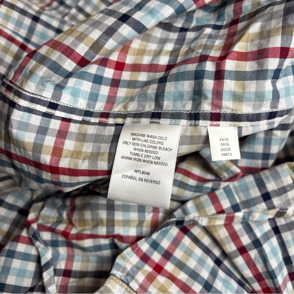 Tasso Elba Dress Shirt Mens Large 16-16.5‎ Multicolor Plaid Long Sleeve Preppy - Picture 6 of 7